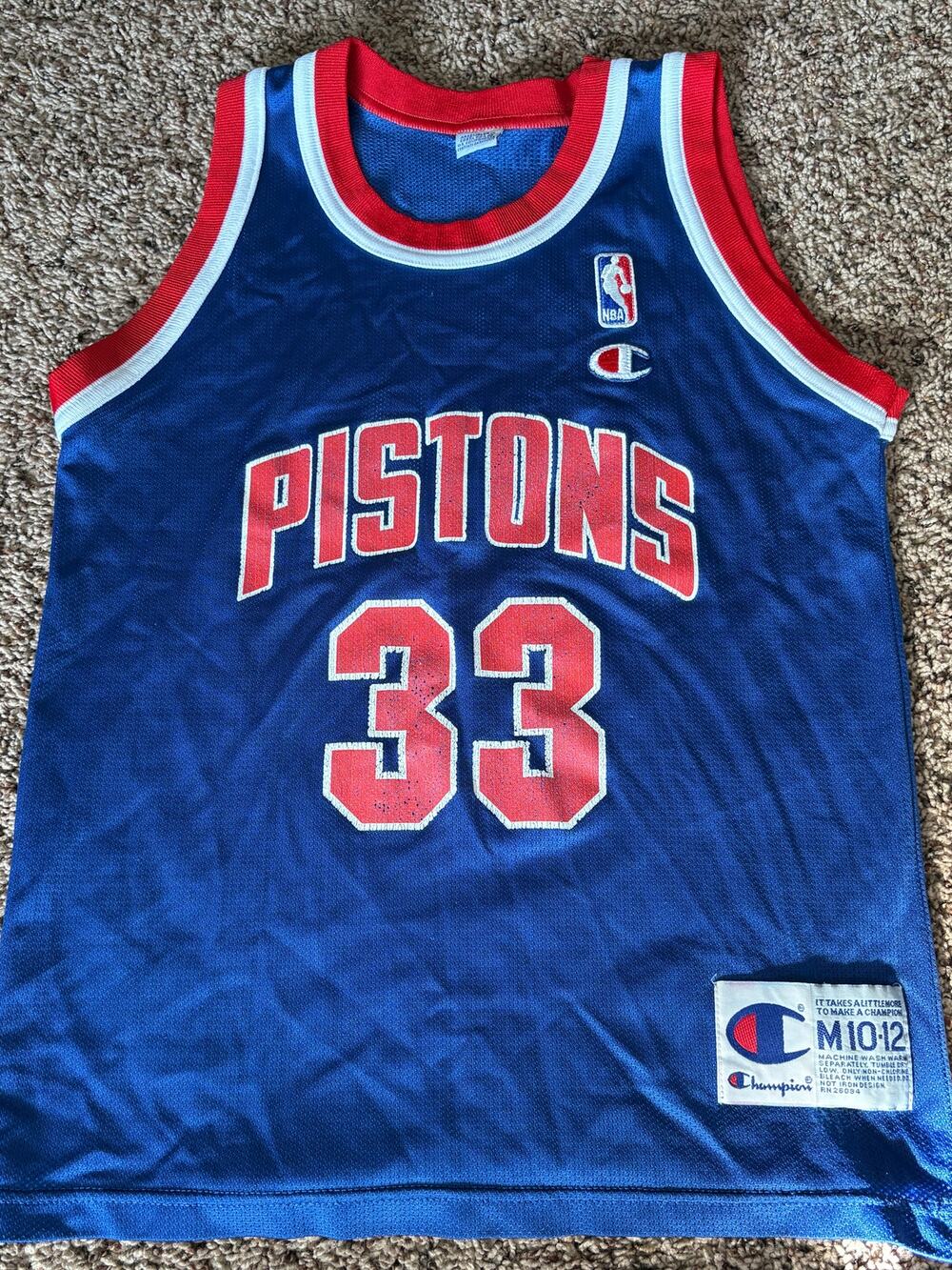 Vintage 90s Champion Detroit Pistons Grant Hill #33 Youth Medium Jersey